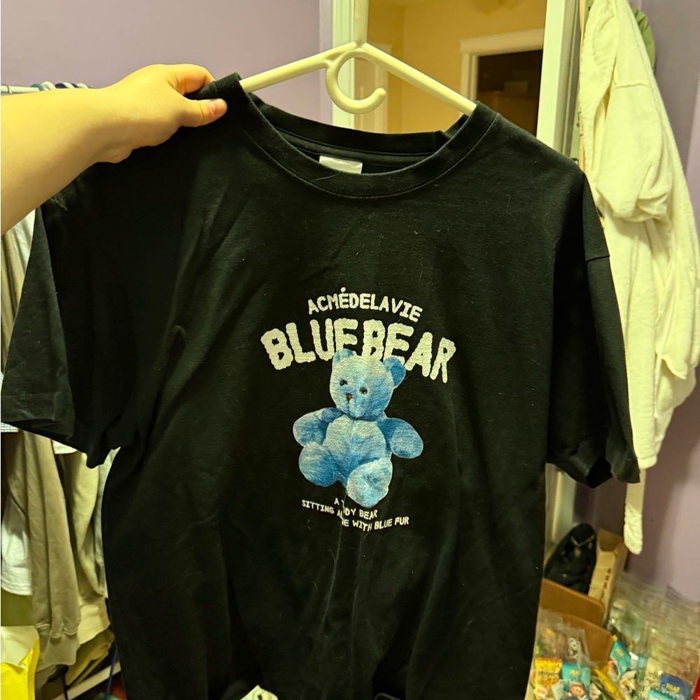 Acme de la vie Black T-Shirt with Blue Bear